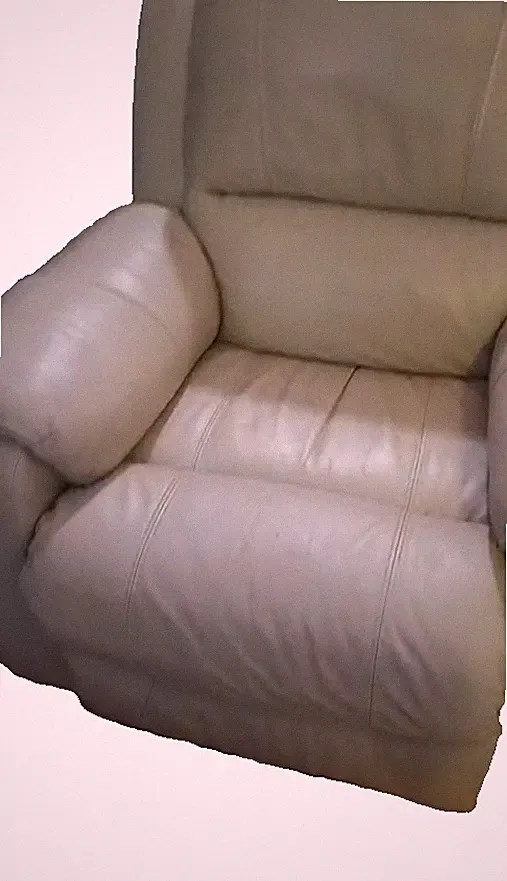 Beige Leather Recliner Chair - Padded Manual Armchair - Local Pickup 20772