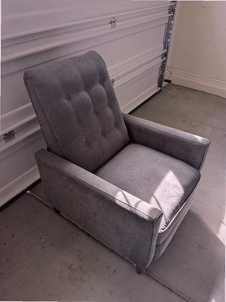 Gray Fabric Manual Recliner Armchair with Wood Frame and Contemporary High Back