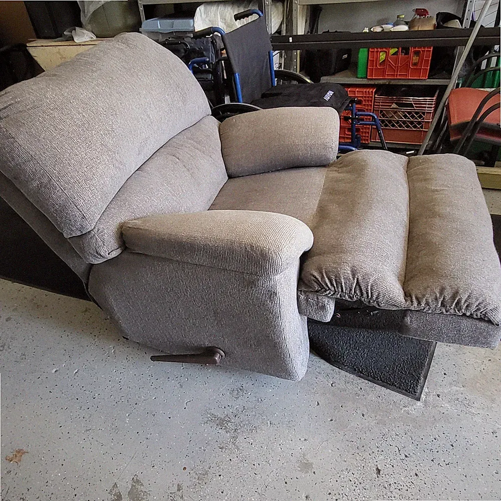Gray Manual Recliner Armchair High Back Pad Arm Contemporary Living Room